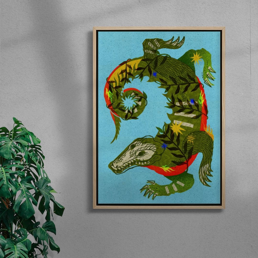 Alligator Guardian contemporary wall art print by Kwonny - sold by DROOL