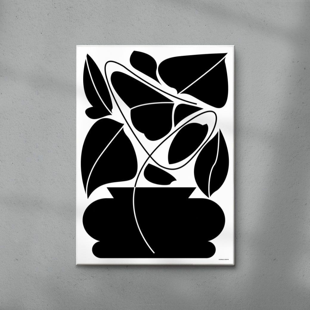 Potted plant contemporary wall art print by Konrad Grafik - sold by DROOL