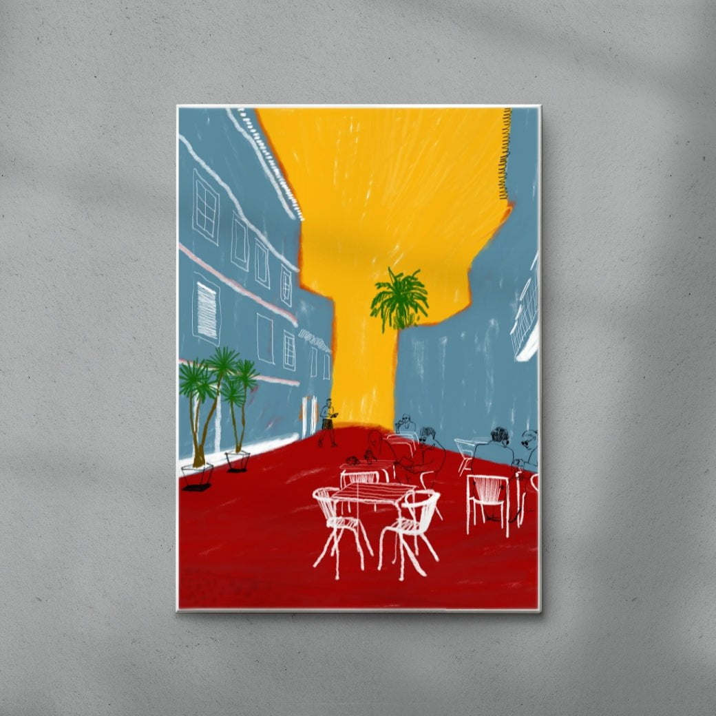 Cafe Terrace contemporary wall art print by mareykrap - sold by DROOL
