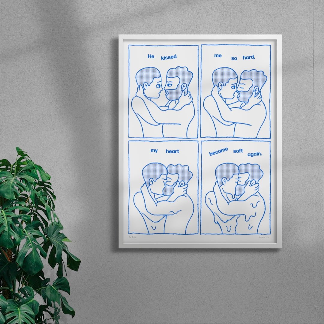 Kiss Me Harder contemporary wall art print by Eric Schwarz - sold by DROOL