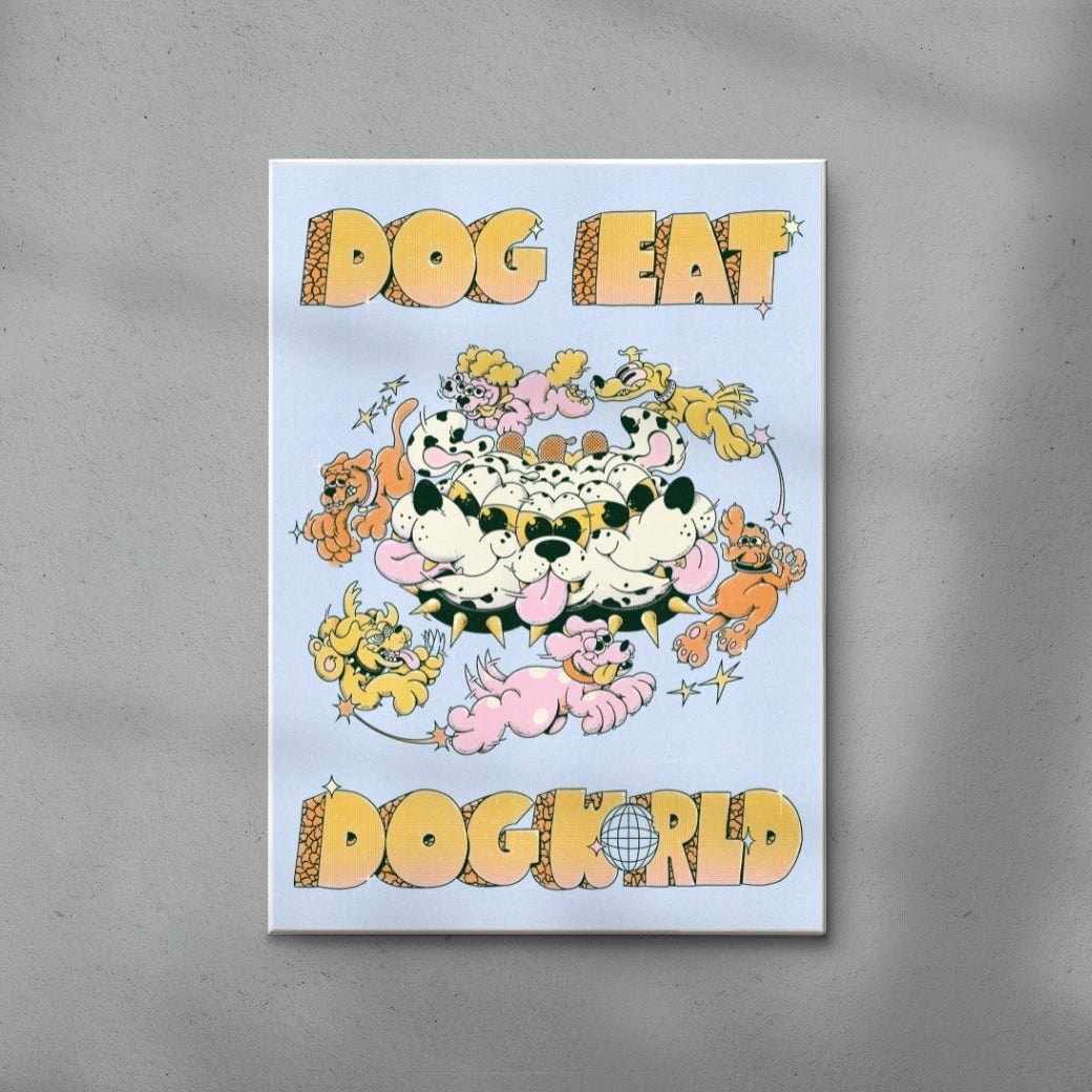Dog Eat Dog World contemporary wall art print by My Sunbeam - sold by DROOL