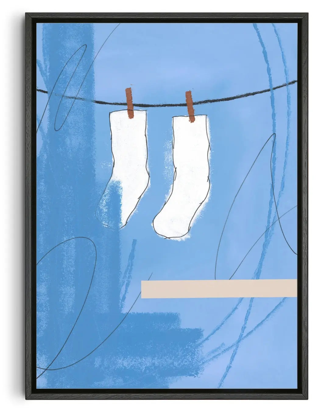 SOCKS ON A CLOTHESLINE contemporary canvas print by NIZEN - sold by DROOL