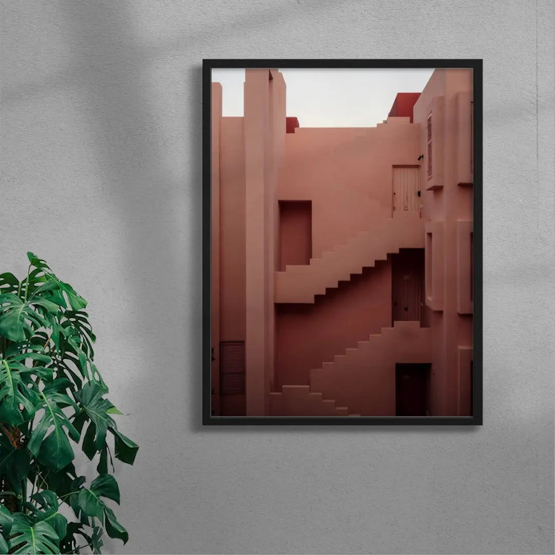 Pink Staircase contemporary wall art print by Igor Zacharov - sold by DROOL