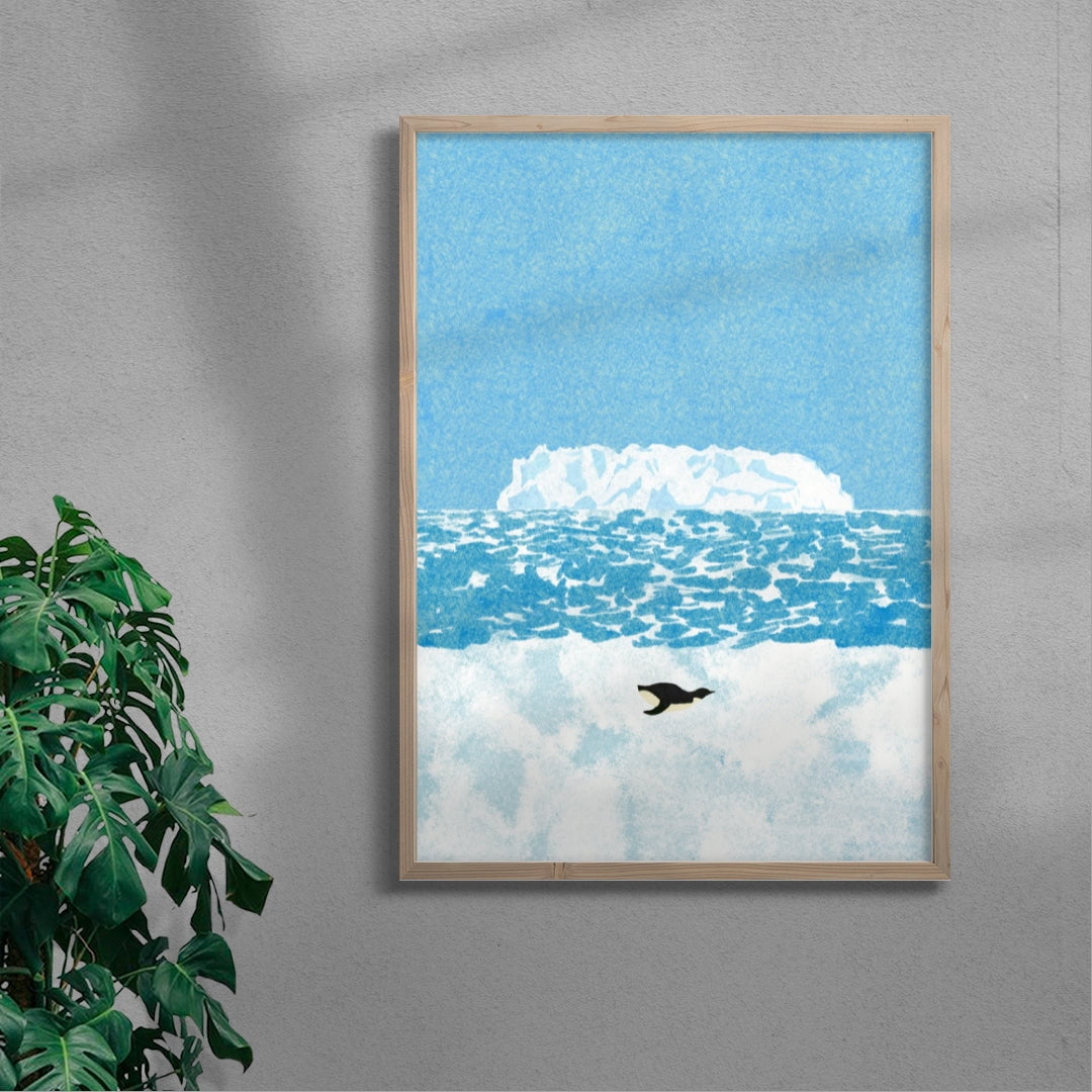 A penguin contemporary wall art print by Lily Kong - sold by DROOL