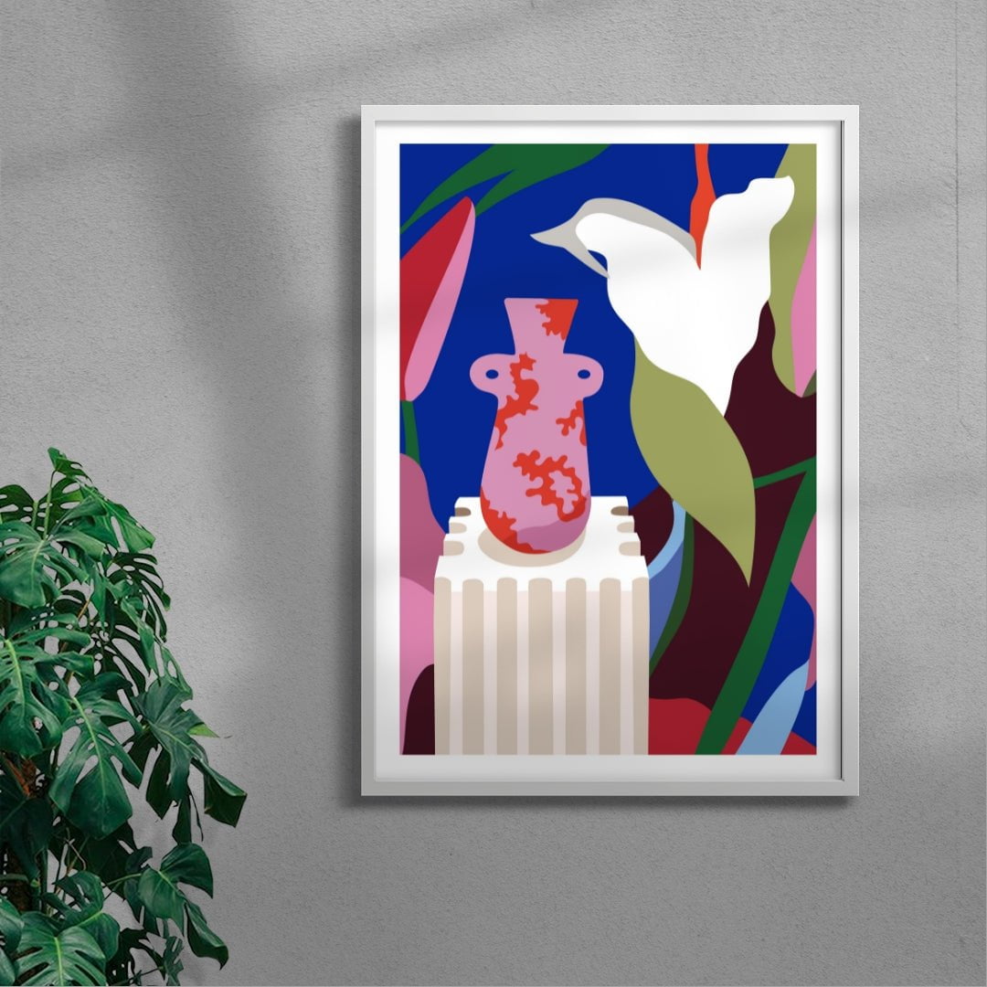 Lily Vase contemporary wall art print by Kim Van Vuuren - sold by DROOL