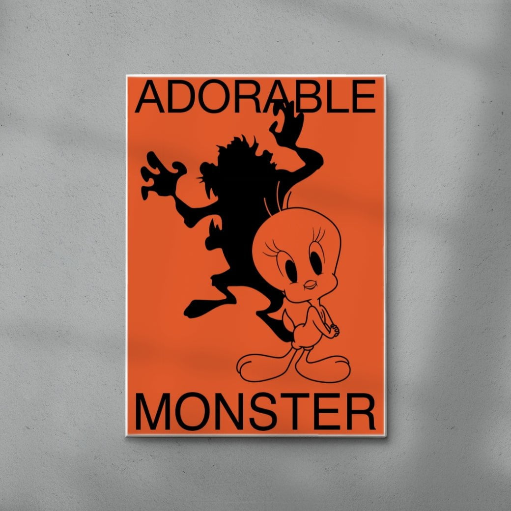 Adorable Monster contemporary wall art print by Sven Silk - sold by DROOL