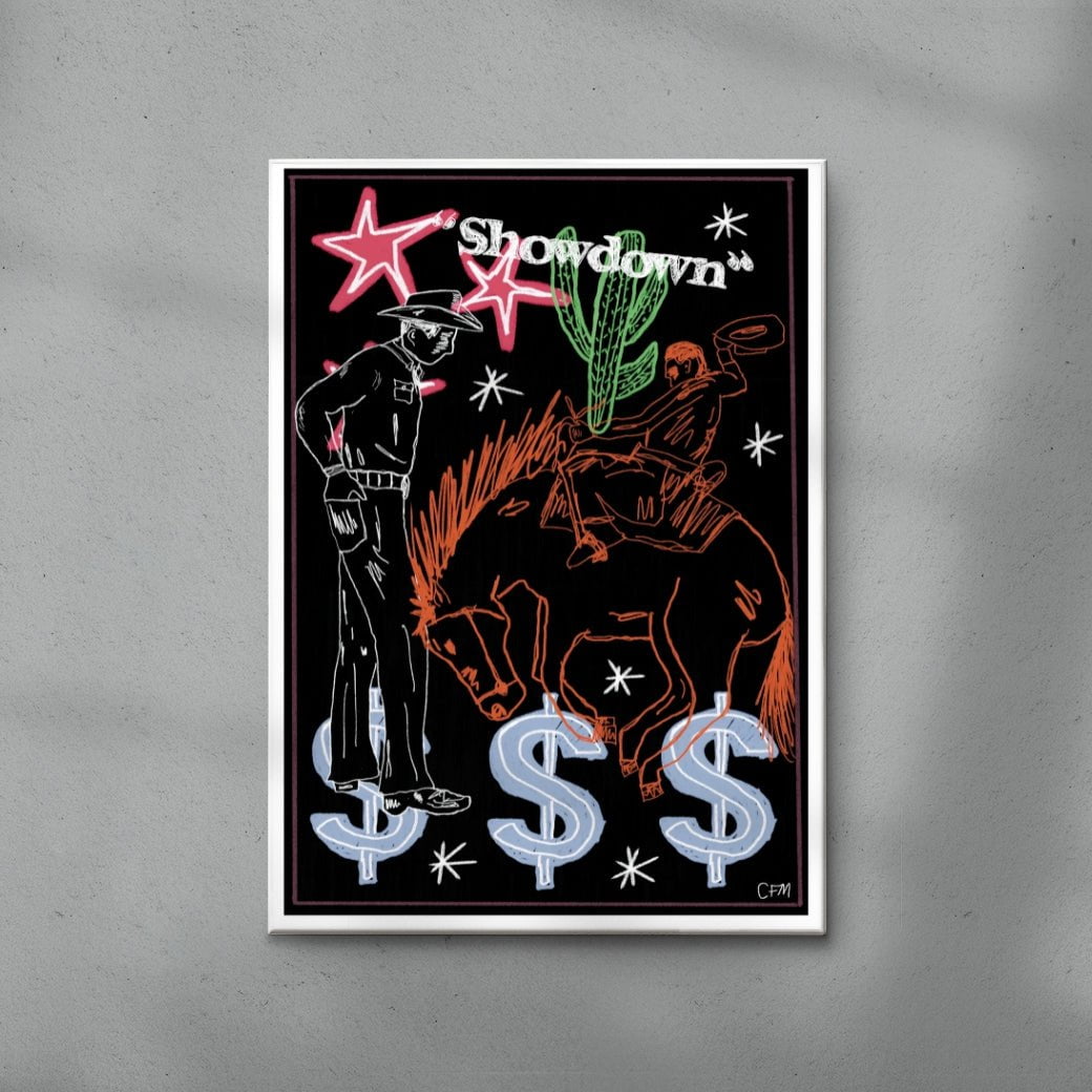 Showdown contemporary wall art print by Caitlin Flood-Molyneux - sold by DROOL