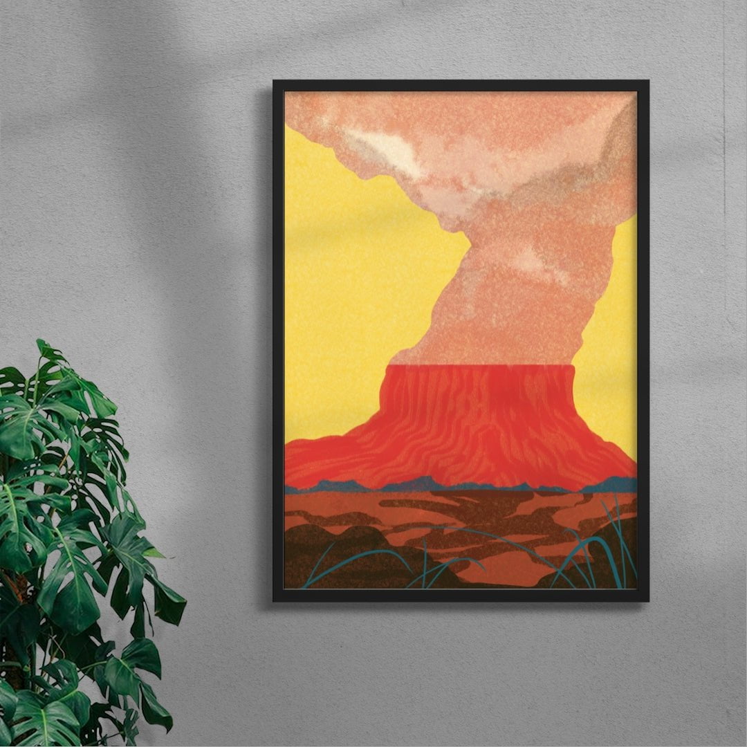 Red Volcano contemporary wall art print by Lily Kong - sold by DROOL
