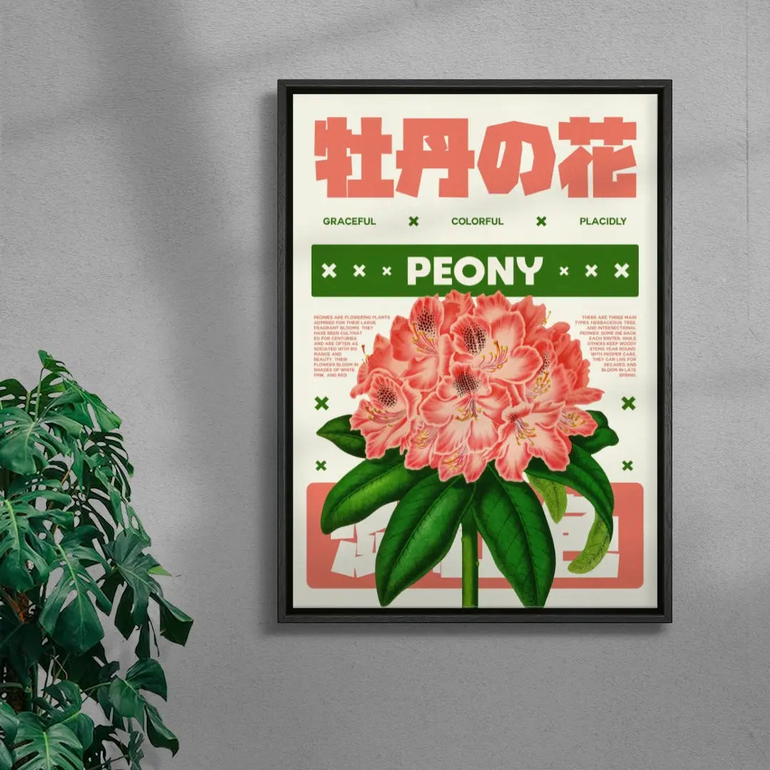 Peony flower poster