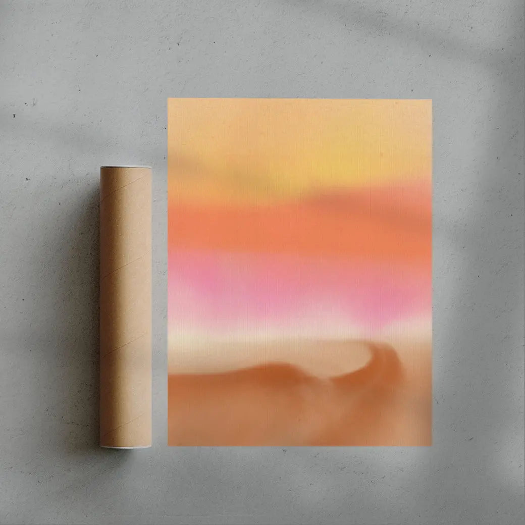 Dreamy abstract landscape in pastel and neon colors