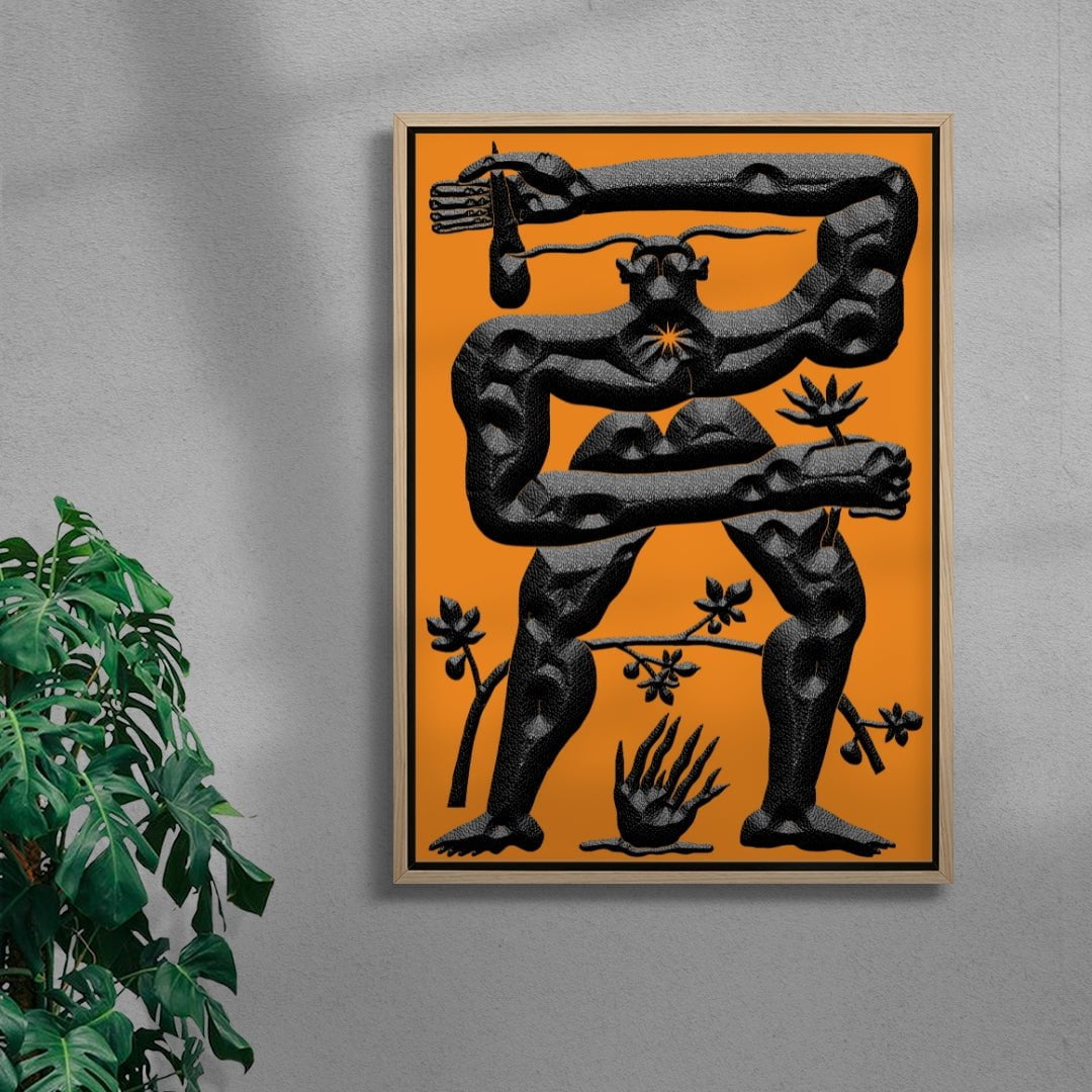 Faune and Fire contemporary wall art print by Célestin Krier - sold by DROOL