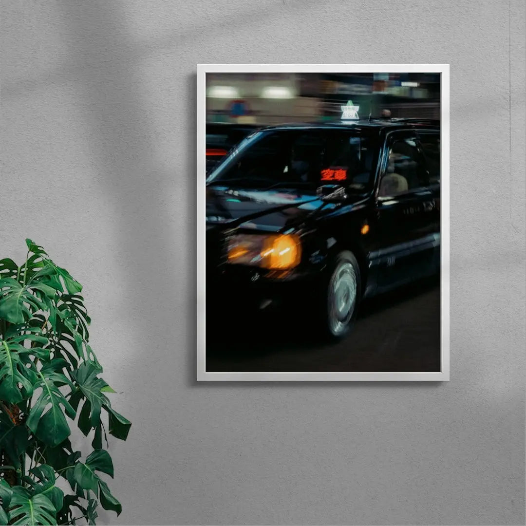Japanese taxi contemporary wall art print by Jacky Jiang - sold by DROOL