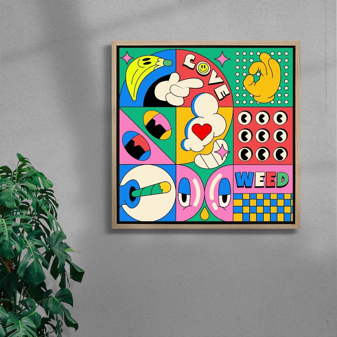 Love weed contemporary wall art print by Ovcharka - sold by DROOL