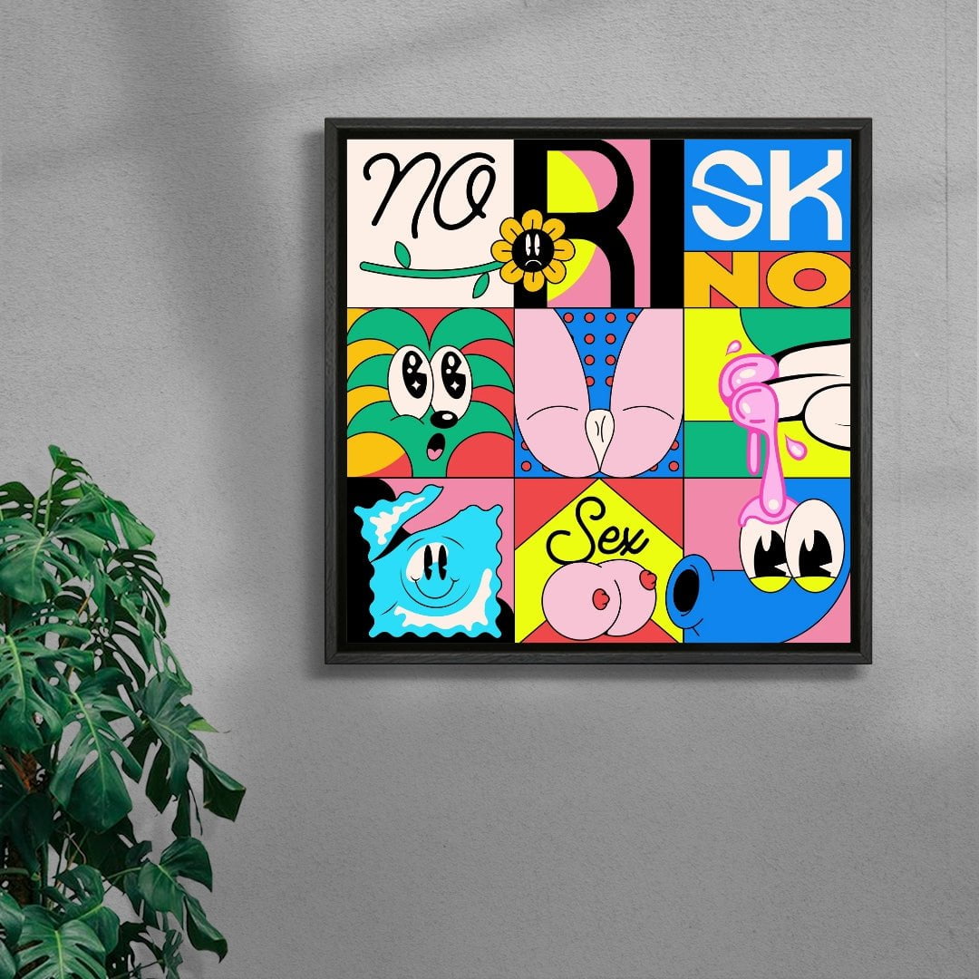 No risk no sex contemporary wall art print by Ovcharka - sold by DROOL