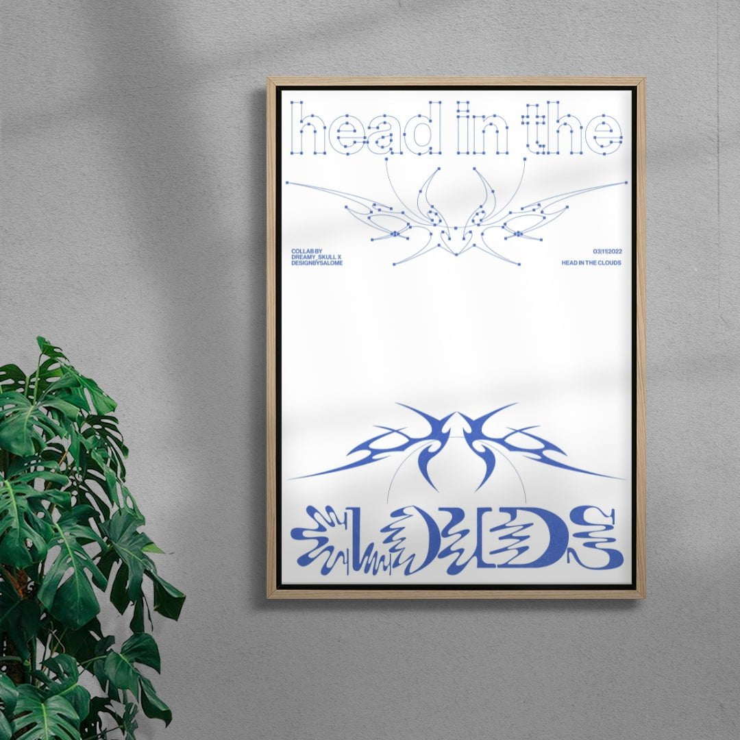 Head in the Clouds (White) contemporary canvas art print by Salome Frenzel - sold by DROOL
