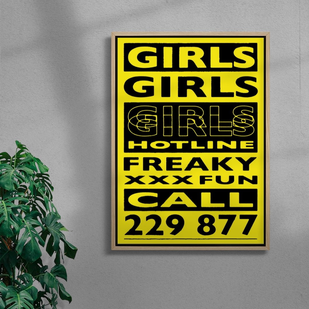 GIRLS GIRLS GIRLS contemporary wall art print by Sven Silk - sold by DROOL