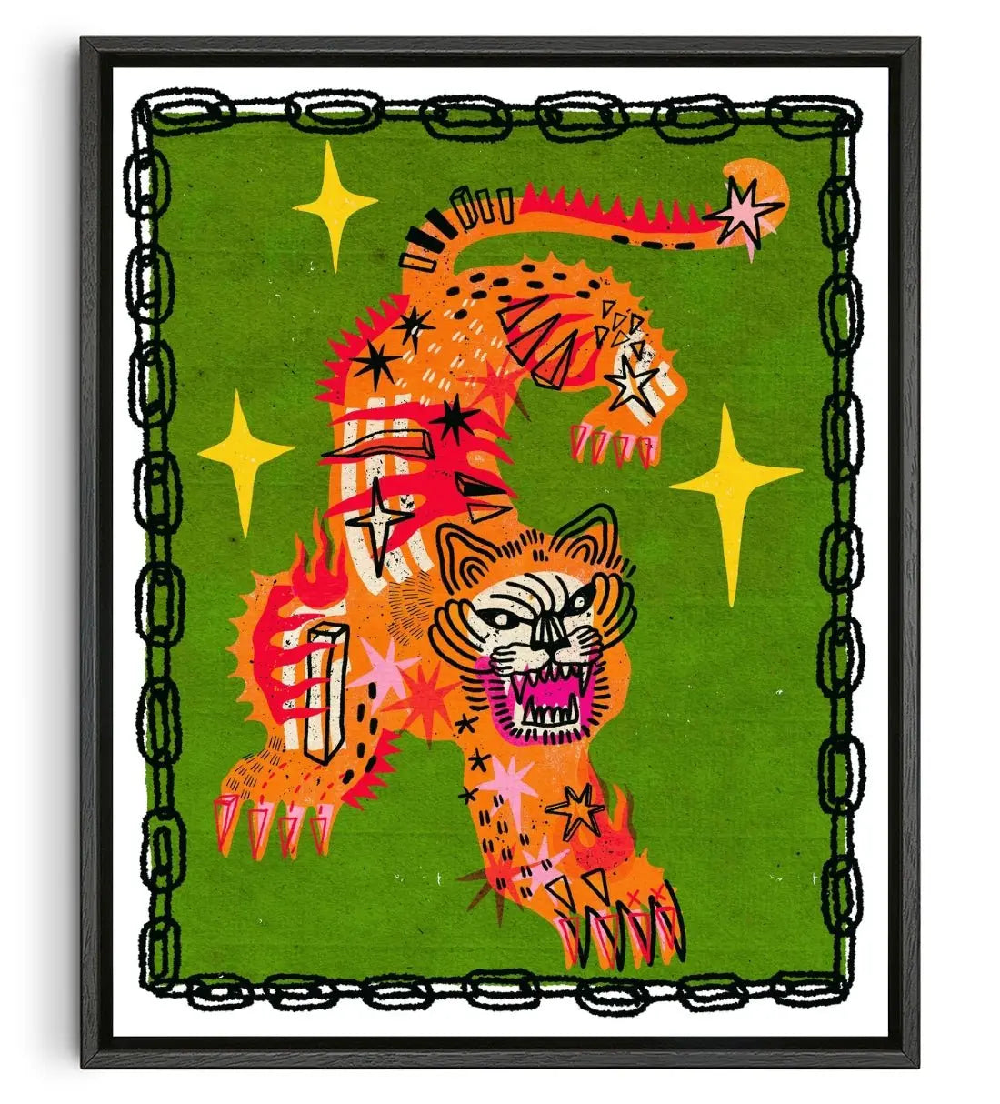 Tiger In Green contemporary wall art print by Kwonny - sold by DROOL
