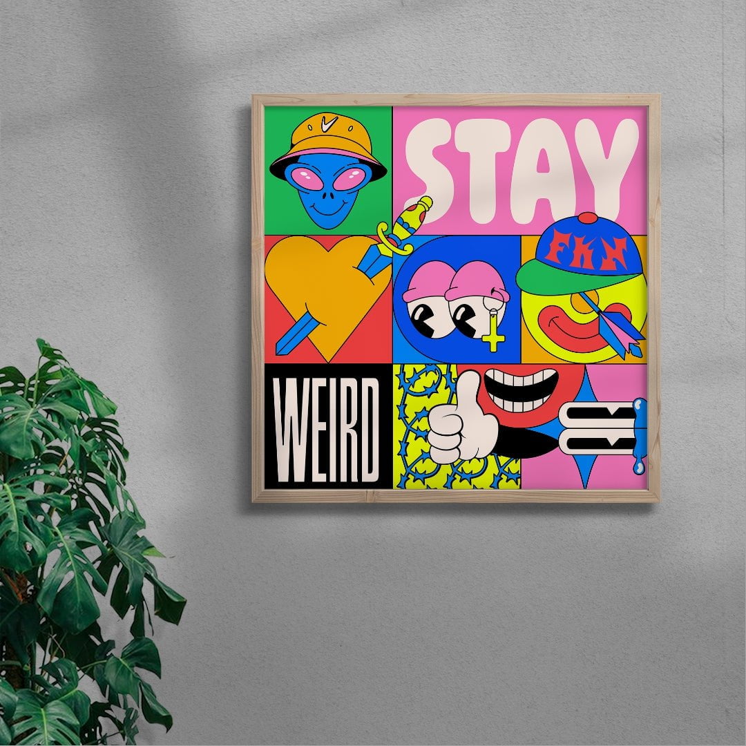 Stay weird contemporary wall art print by Ovcharka - sold by DROOL