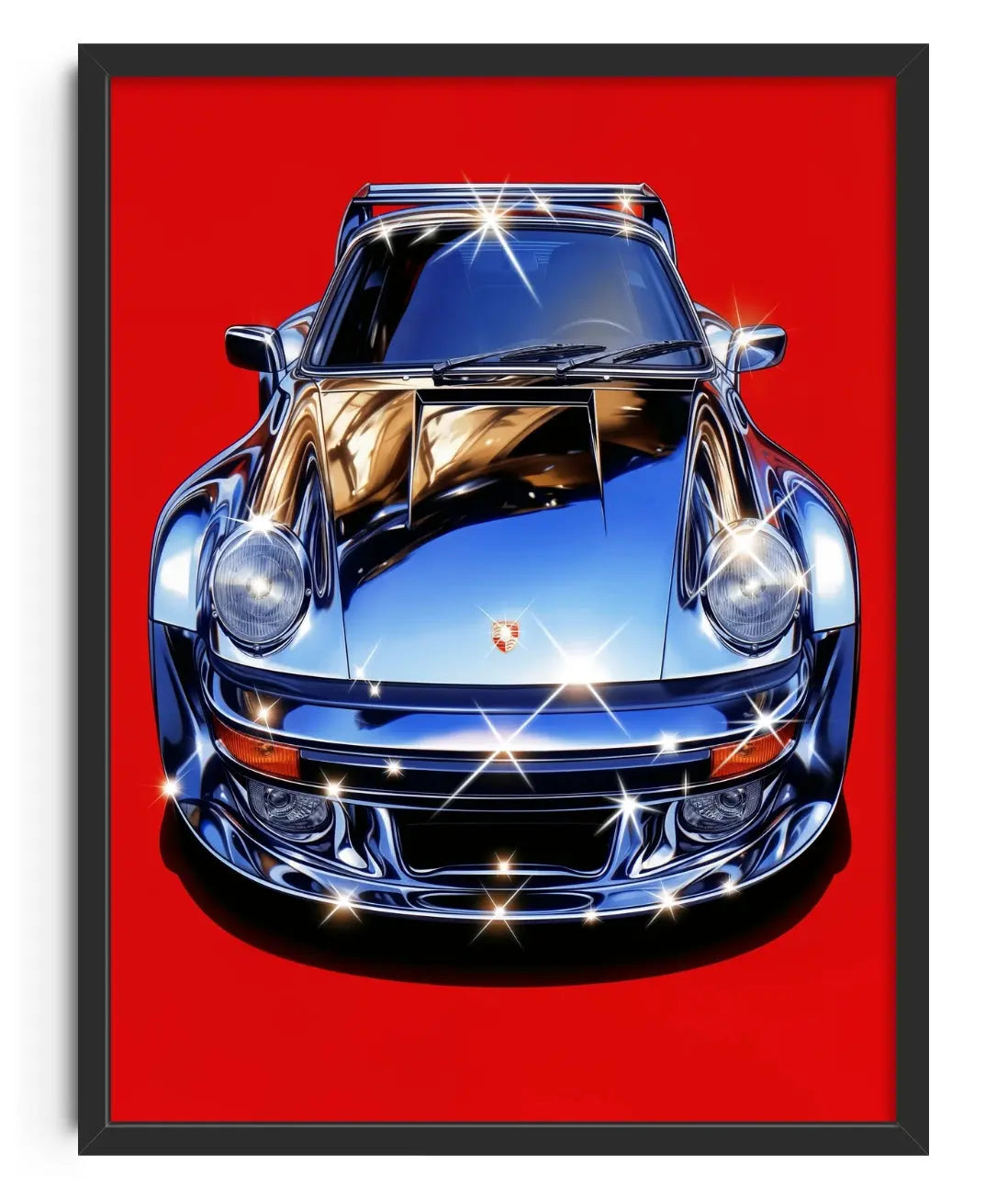 Chrome Porsche contemporary art print by Alexander Parnassus - sold by DROOL