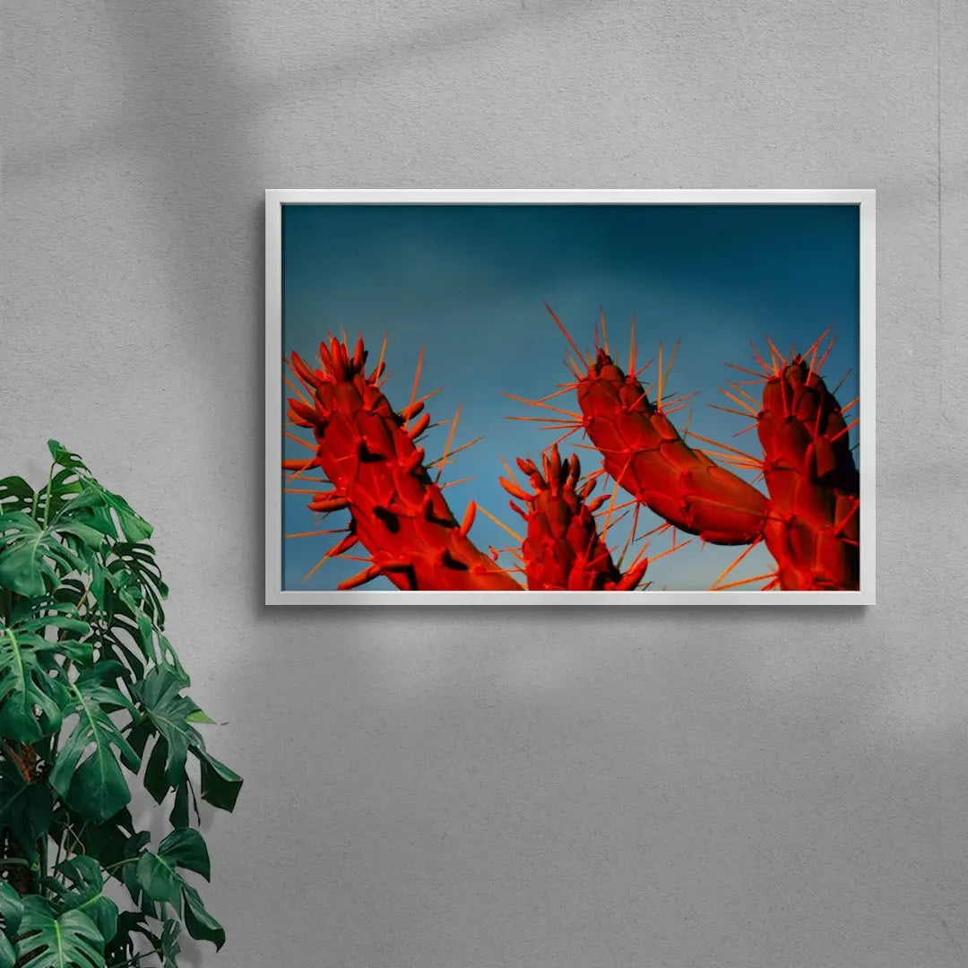 Crimson Cactus contemporary wall art print by Omar Belattar - sold by DROOL