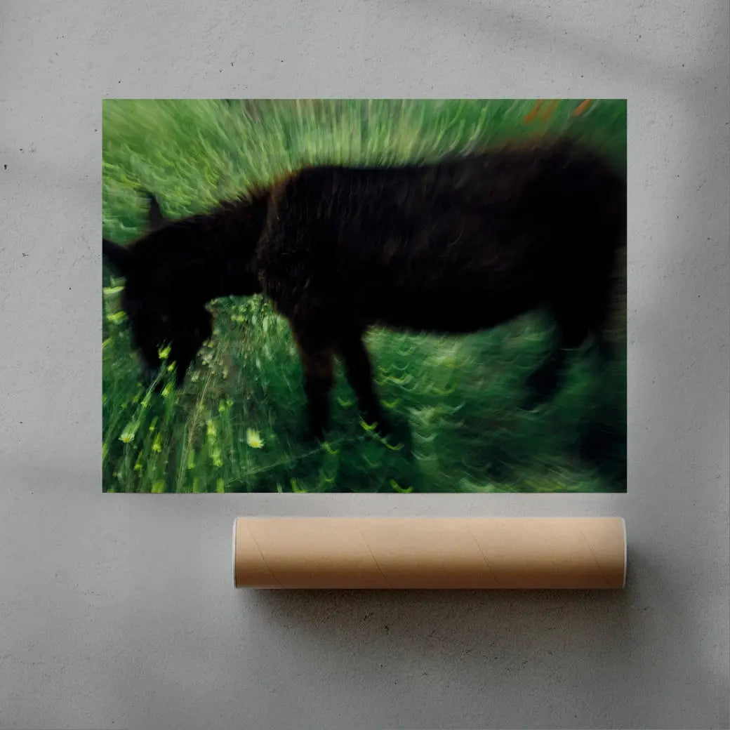 Grazing Donkey contemporary wall art print by Omar Belattar - sold by DROOL