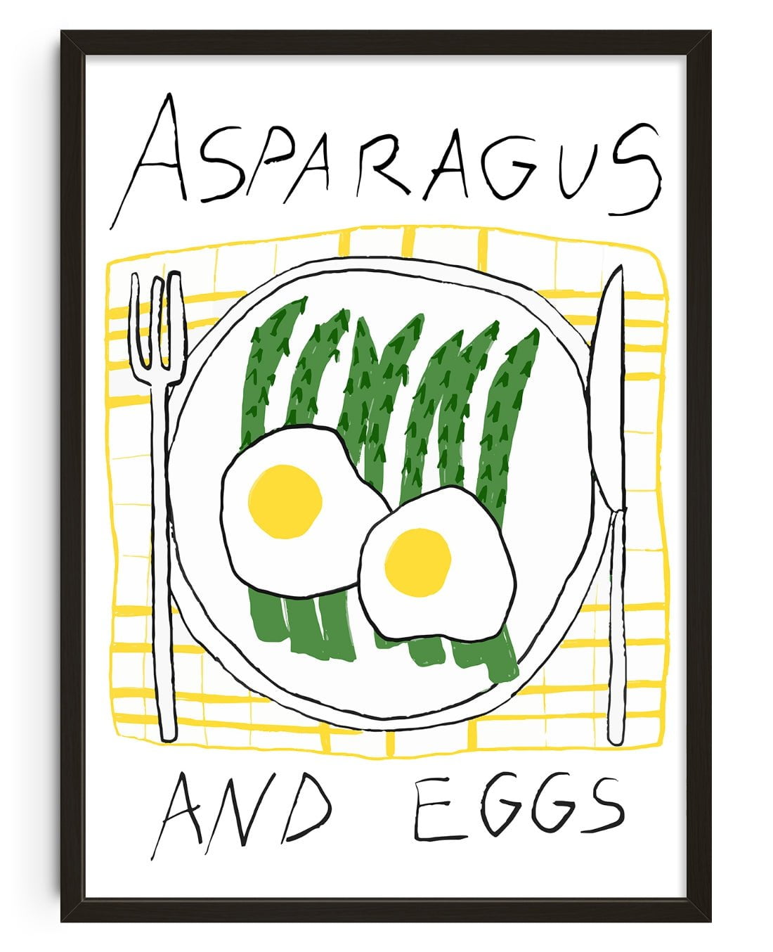 Asparagus & Eggs contemporary wall art print by DROOL Collective - sold by DROOL