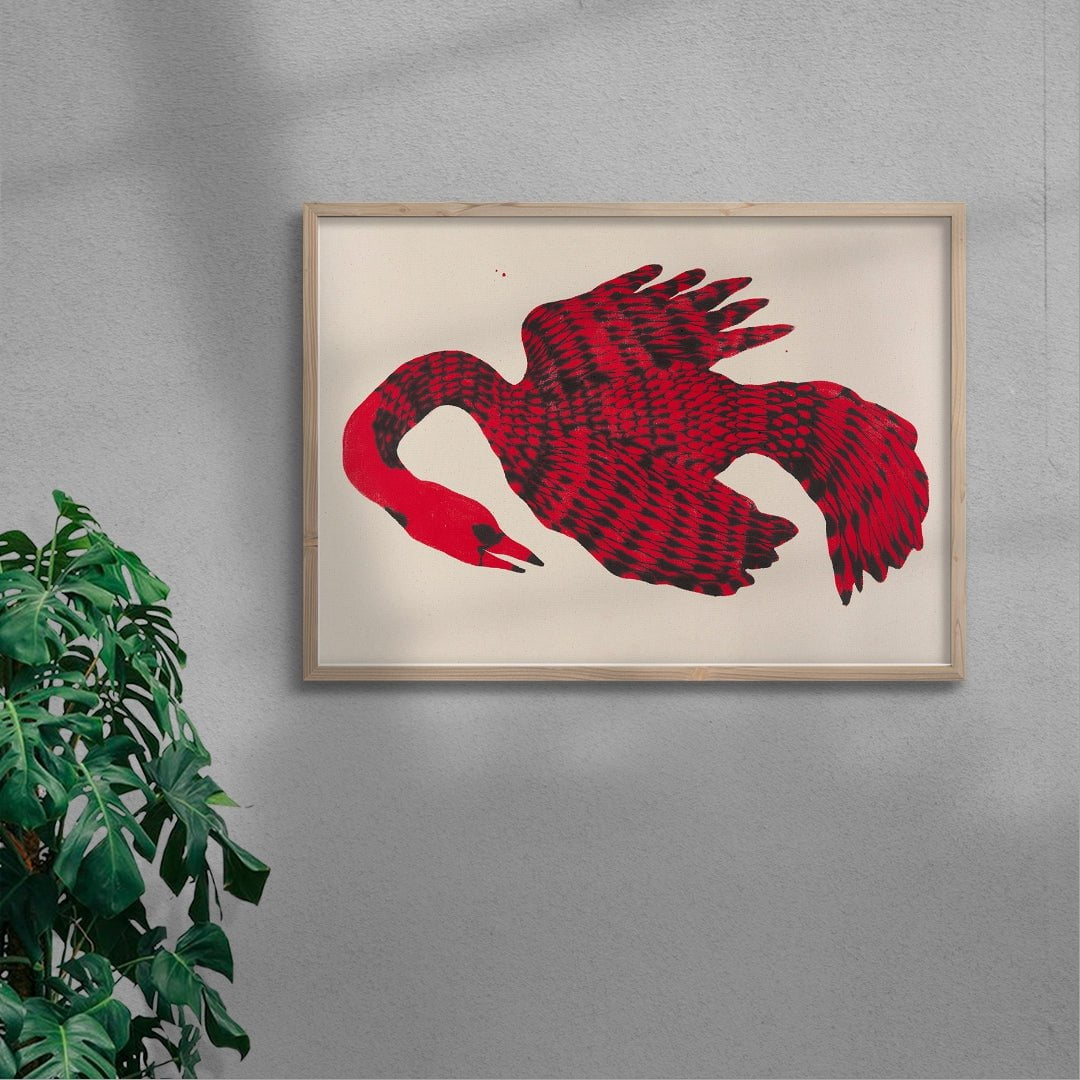 Bird In Red contemporary wall art print by Kwonny - sold by DROOL