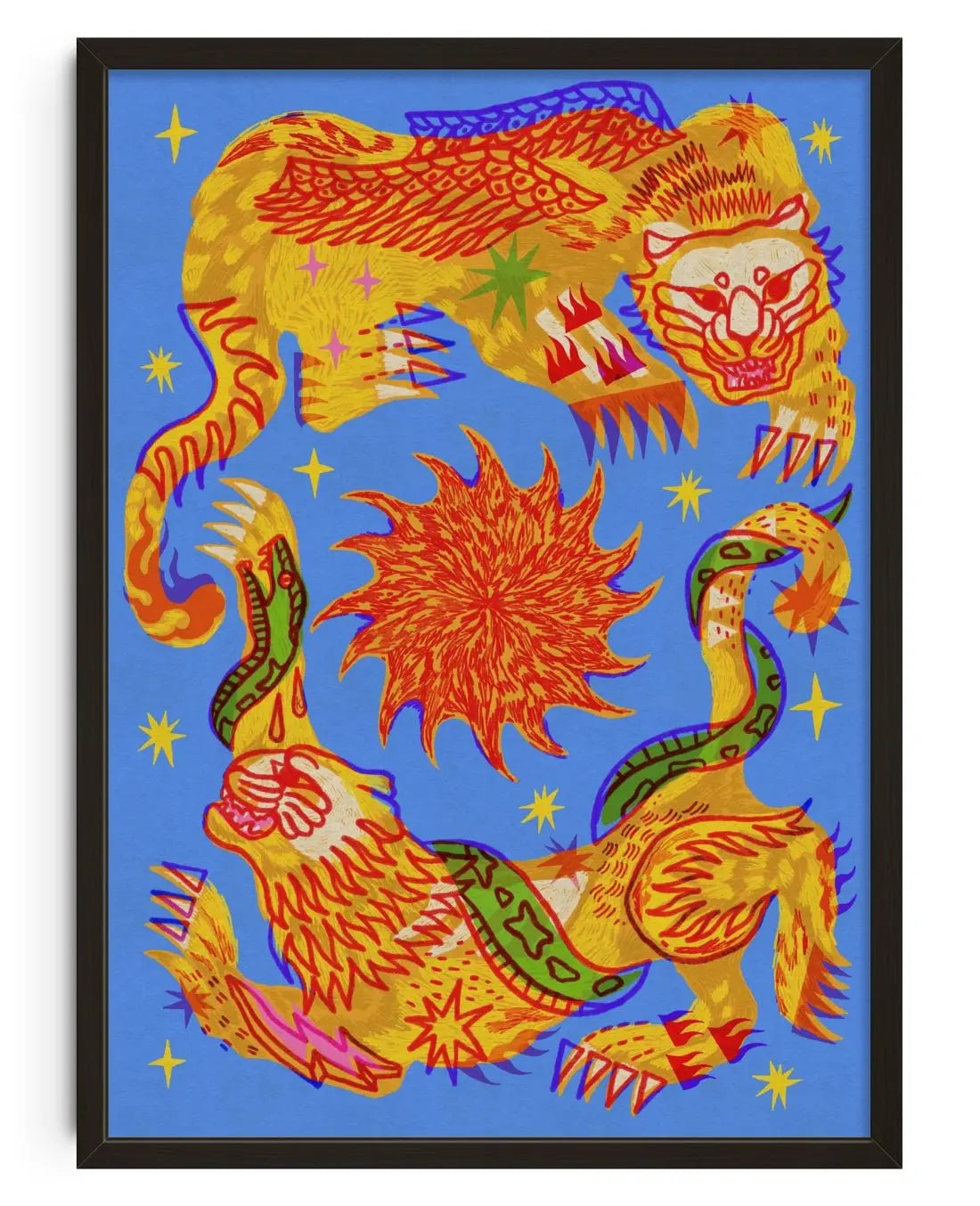 Celestial Cats contemporary wall art print by Kwonny - sold by DROOL