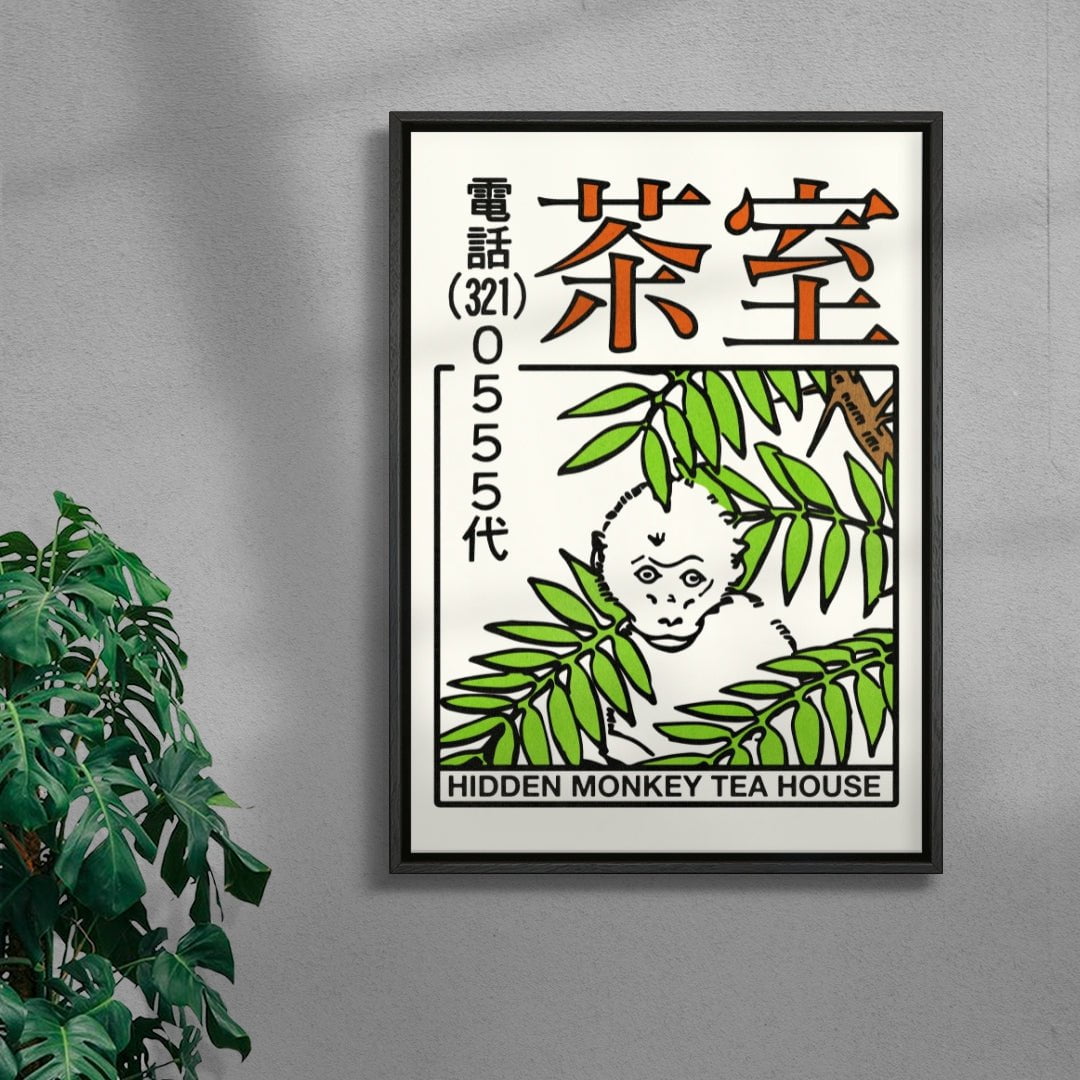 Hidden Monkey contemporary wall art print by Othman Zougam - sold by DROOL
