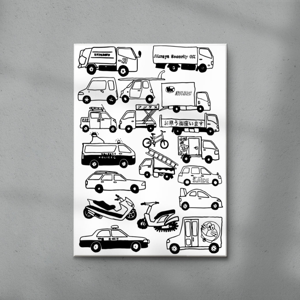 JAPANESE CARS contemporary wall art print by Max Blackmore - sold by DROOL