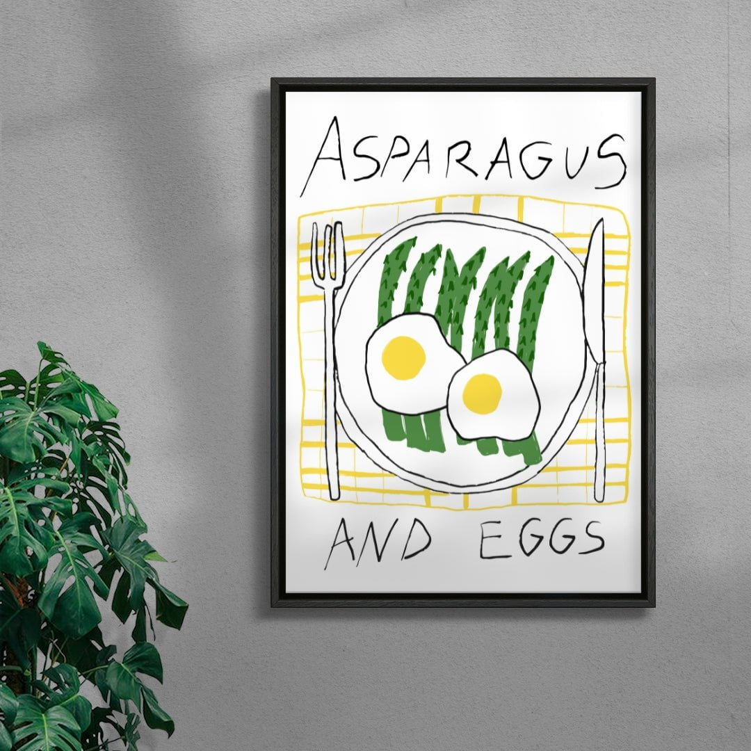 Asparagus & Eggs contemporary wall art print by DROOL Collective - sold by DROOL