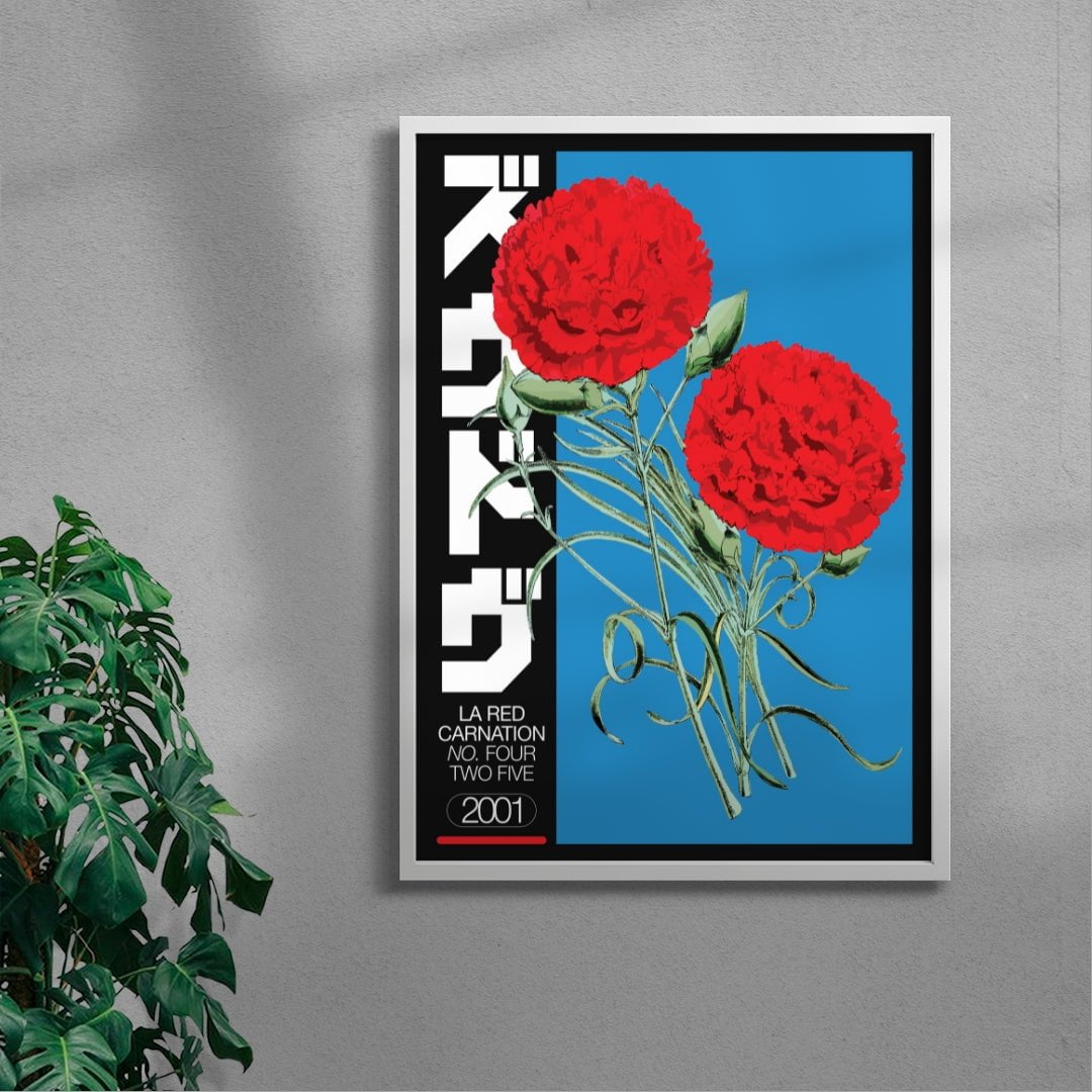 LA RED CARNATION contemporary wall art print by George Kempster - sold by DROOL