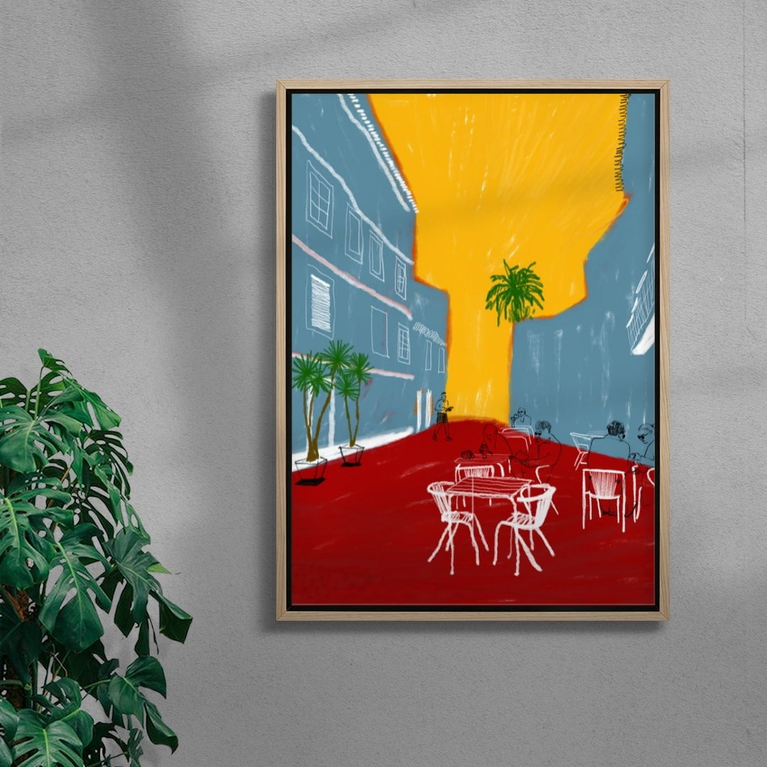 Cafe Terrace contemporary wall art print by mareykrap - sold by DROOL