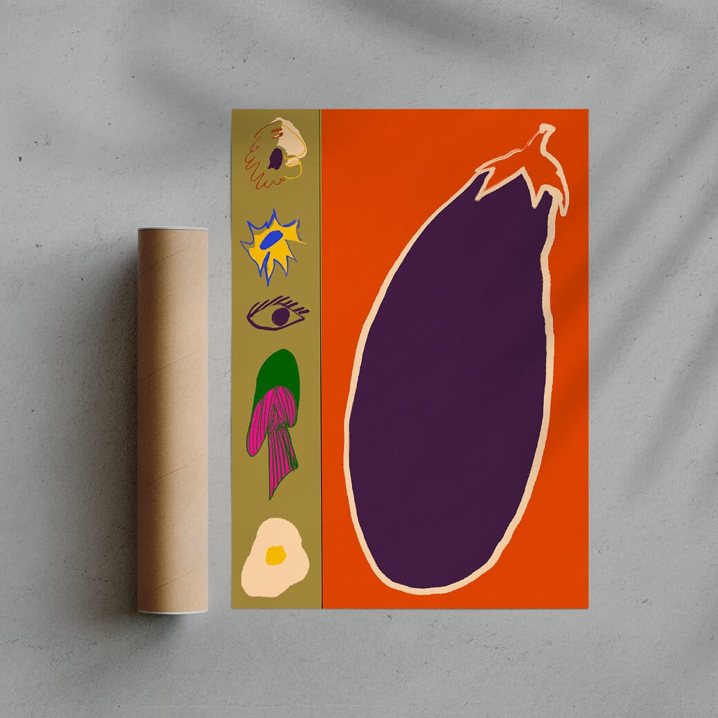 Aubergine Slice contemporary wall art print by Lauren Doughty - sold by DROOL