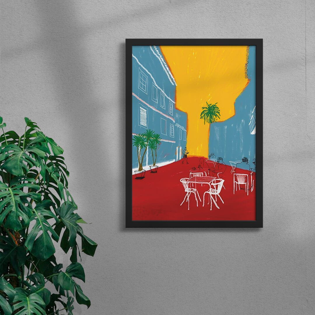 Cafe Terrace contemporary wall art print by mareykrap - sold by DROOL