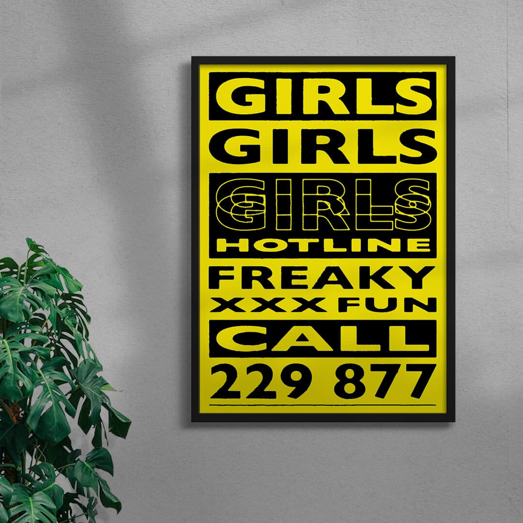 GIRLS GIRLS GIRLS contemporary wall art print by Sven Silk - sold by DROOL