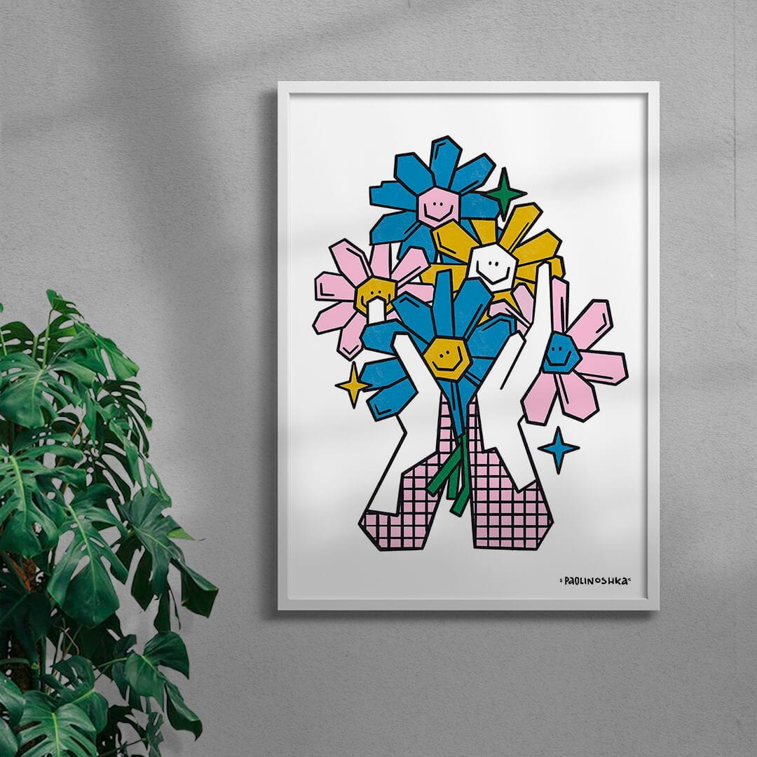 Les Mains Fleuries contemporary wall art print by Paolinoshka - sold by DROOL