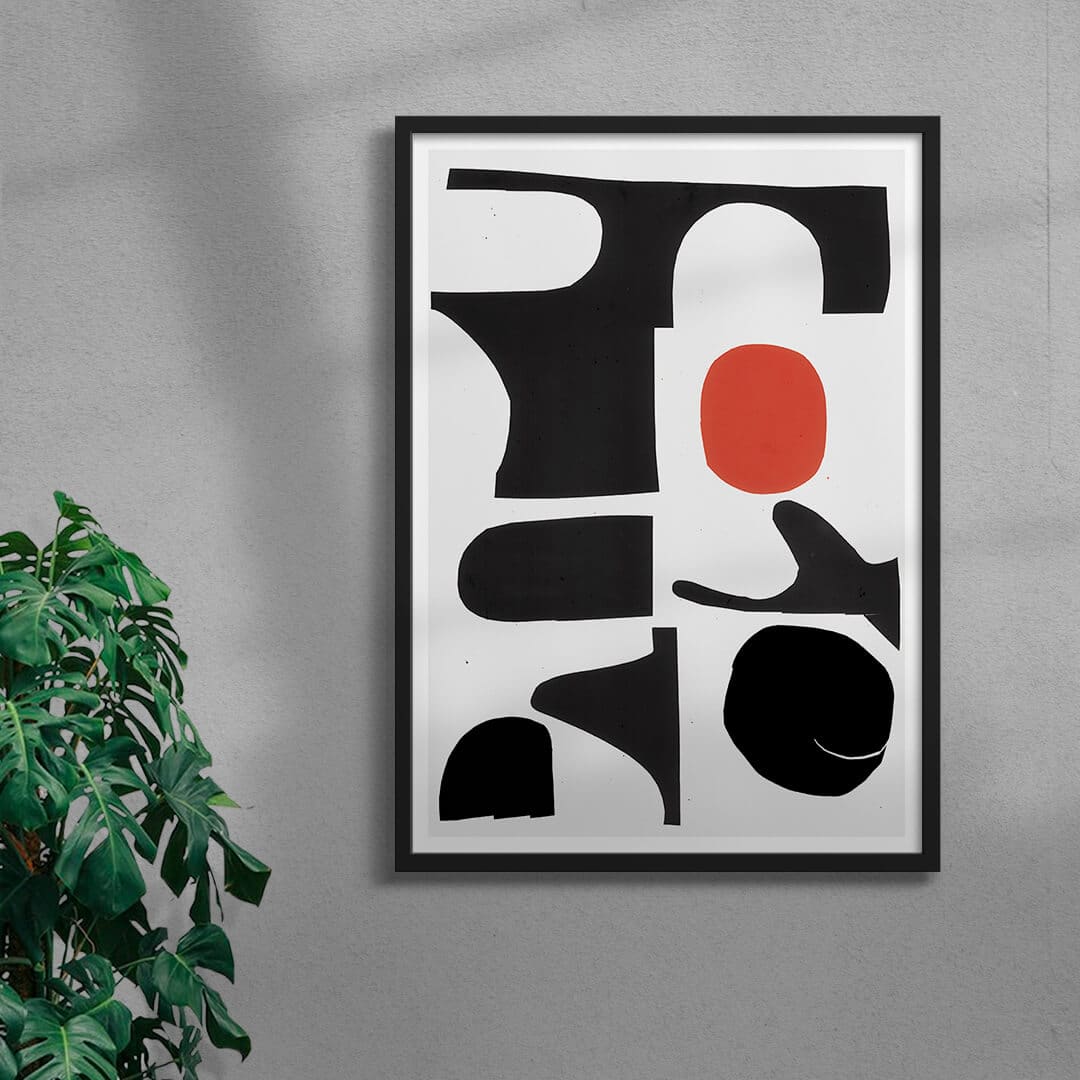 Red Sun Print contemporary wall art print by Rikki Hewitt - sold by DROOL
