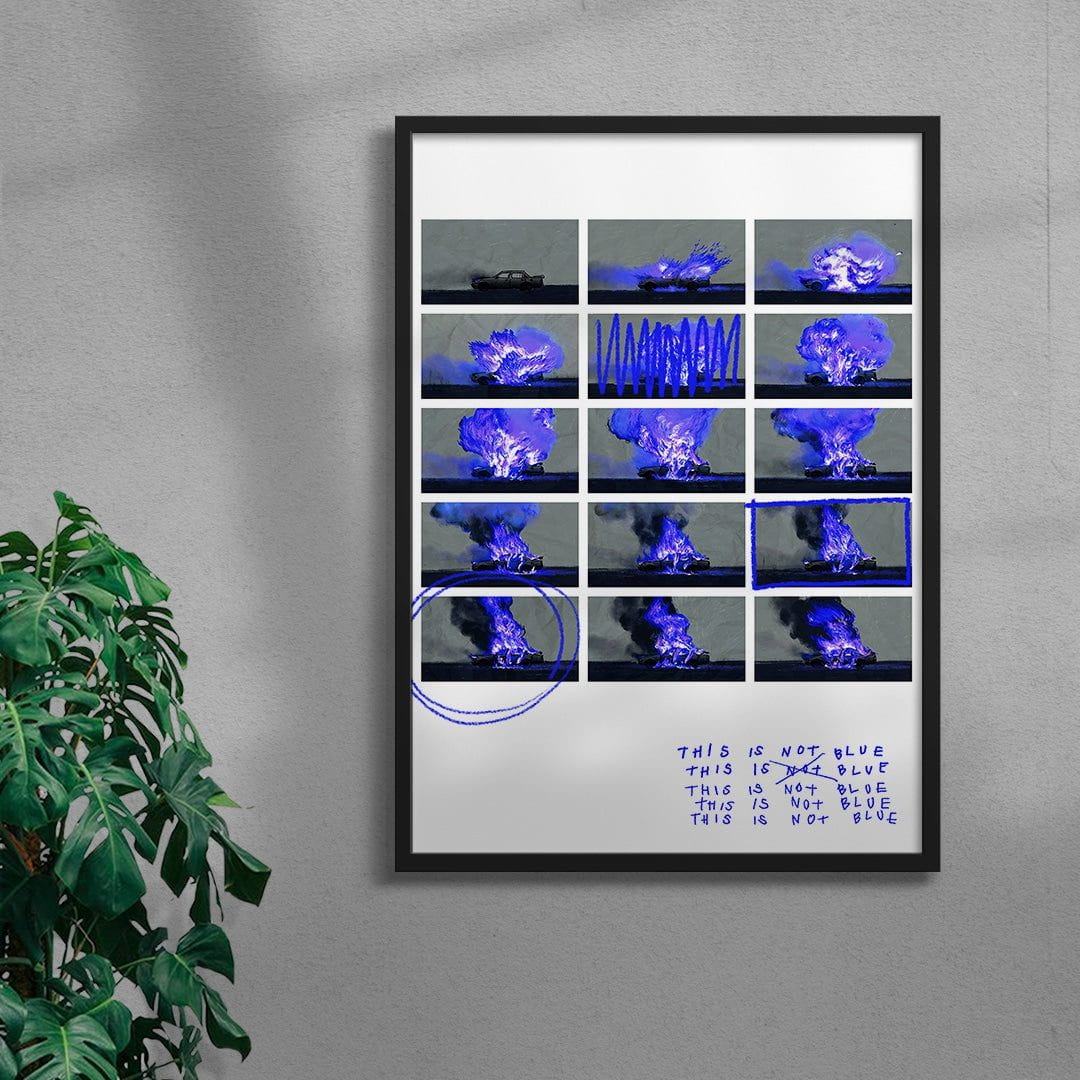 This is not BLUE (car) contemporary wall art print by mareykrap - sold by DROOL