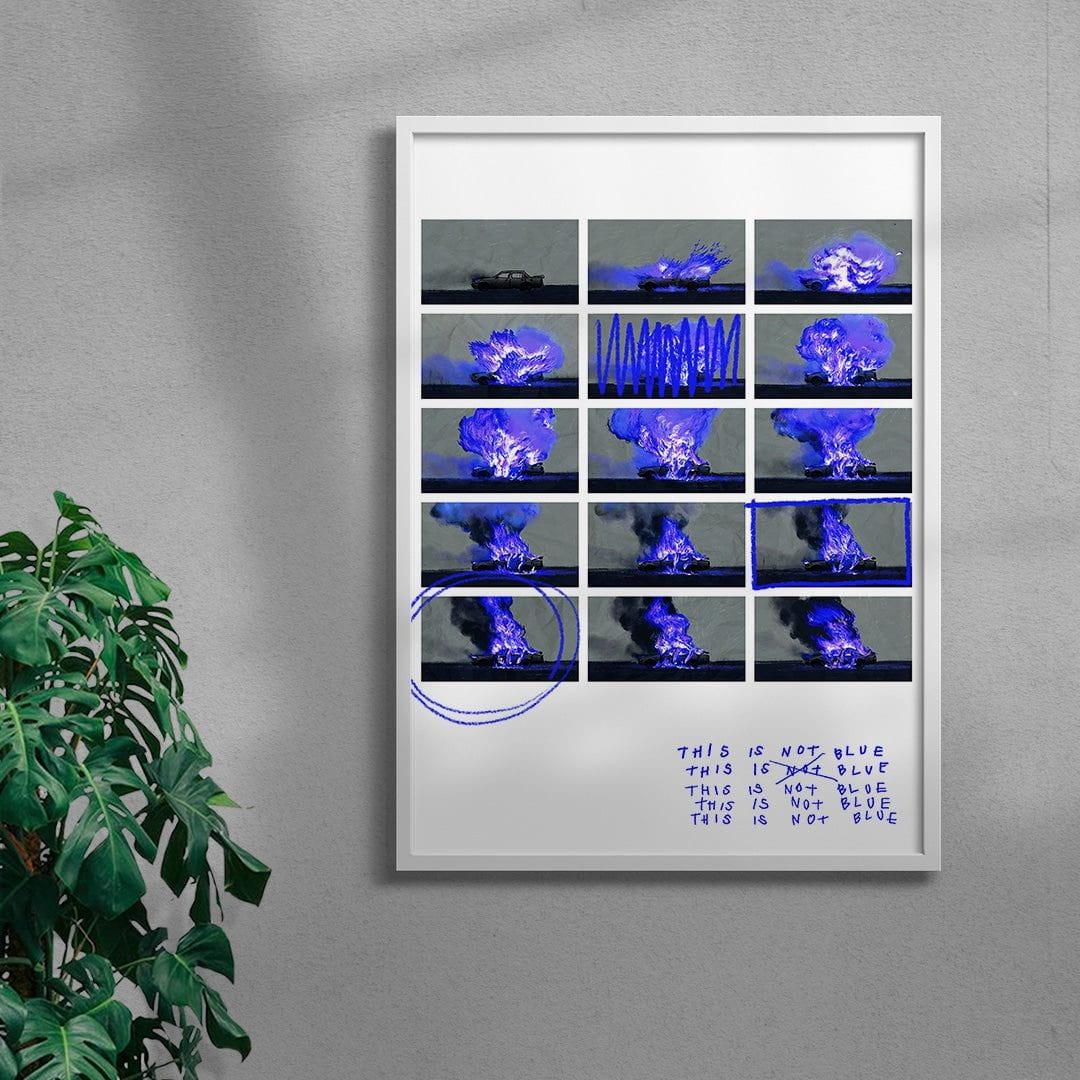 This is not BLUE (car) contemporary wall art print by mareykrap - sold by DROOL