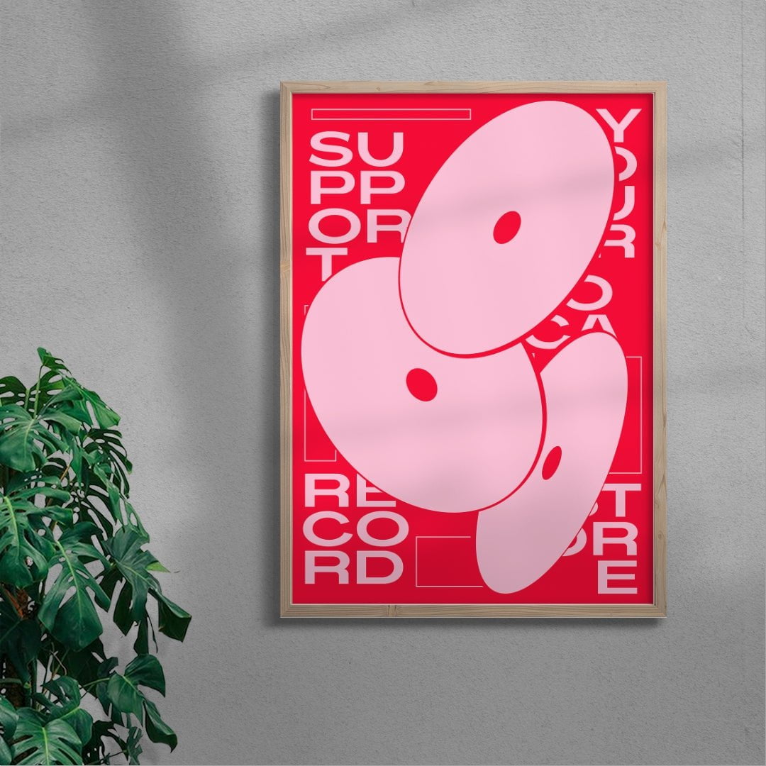 Support Your Local Record Store contemporary wall art print by Jérôme Bizien - sold by DROOL