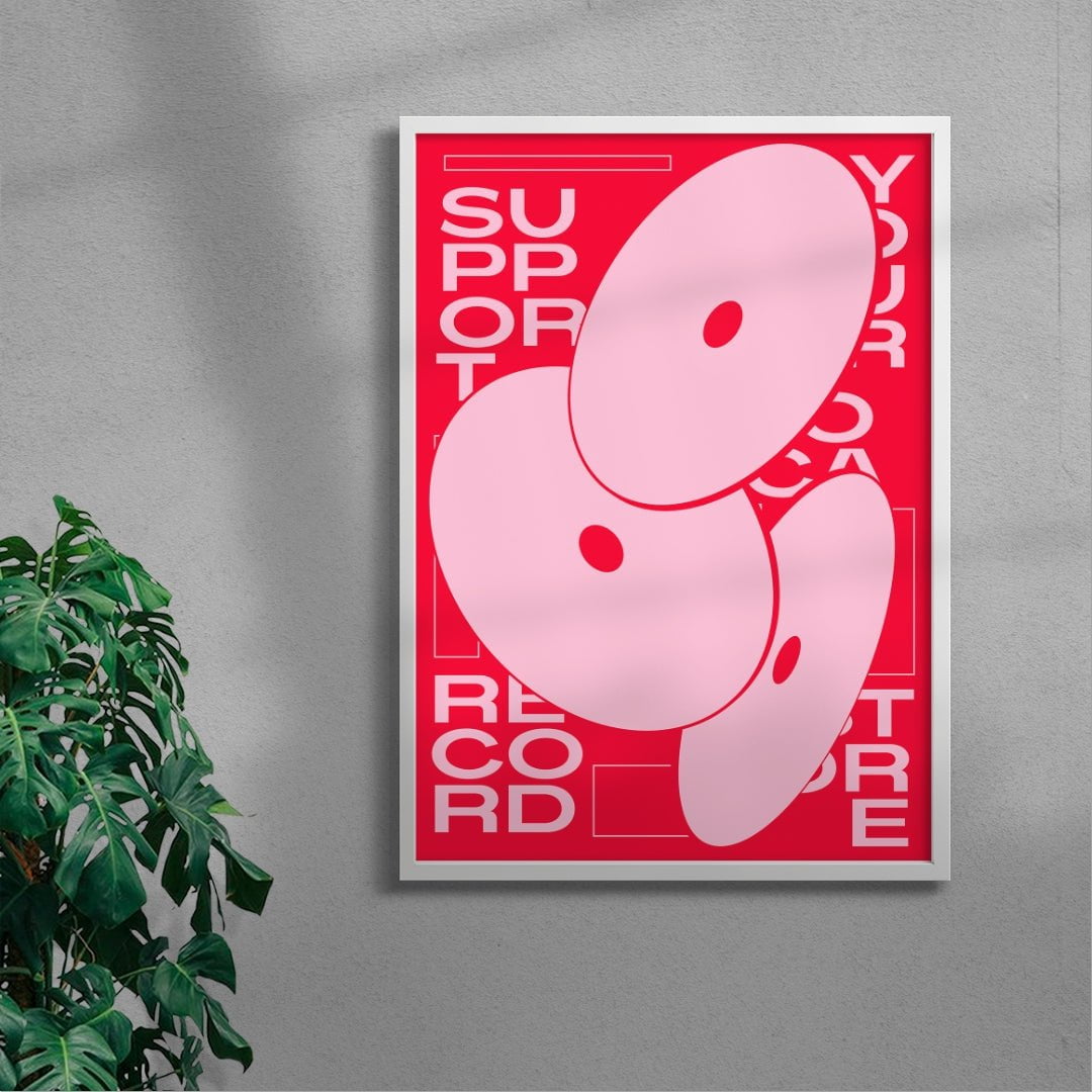 Support Your Local Record Store contemporary wall art print by Jérôme Bizien - sold by DROOL