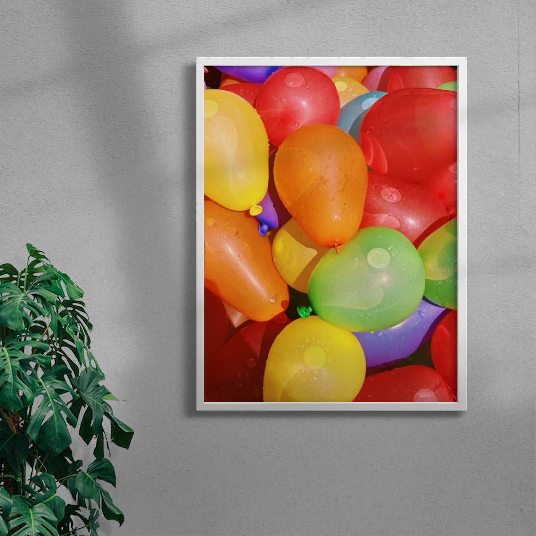 Balloon Party contemporary wall art print by Burak Boylu - sold by DROOL