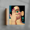 Woman with a fish earring contemporary wall art print by Juan de la Rica - sold by DROOL