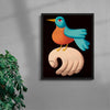 Bird on hand contemporary wall art print by Juan de la Rica - sold by DROOL