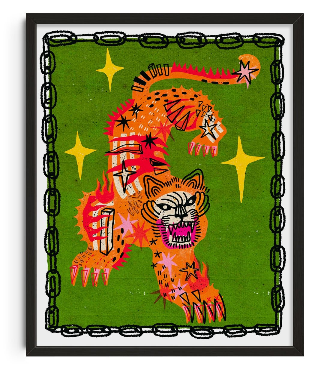 Tiger In Green contemporary wall art print by Kwonny - sold by DROOL