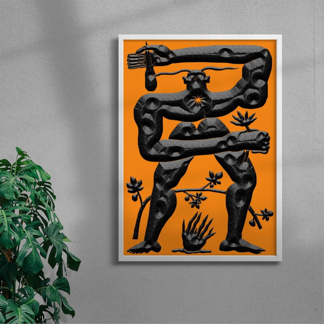 Faune and Fire contemporary wall art print by Célestin Krier - sold by DROOL