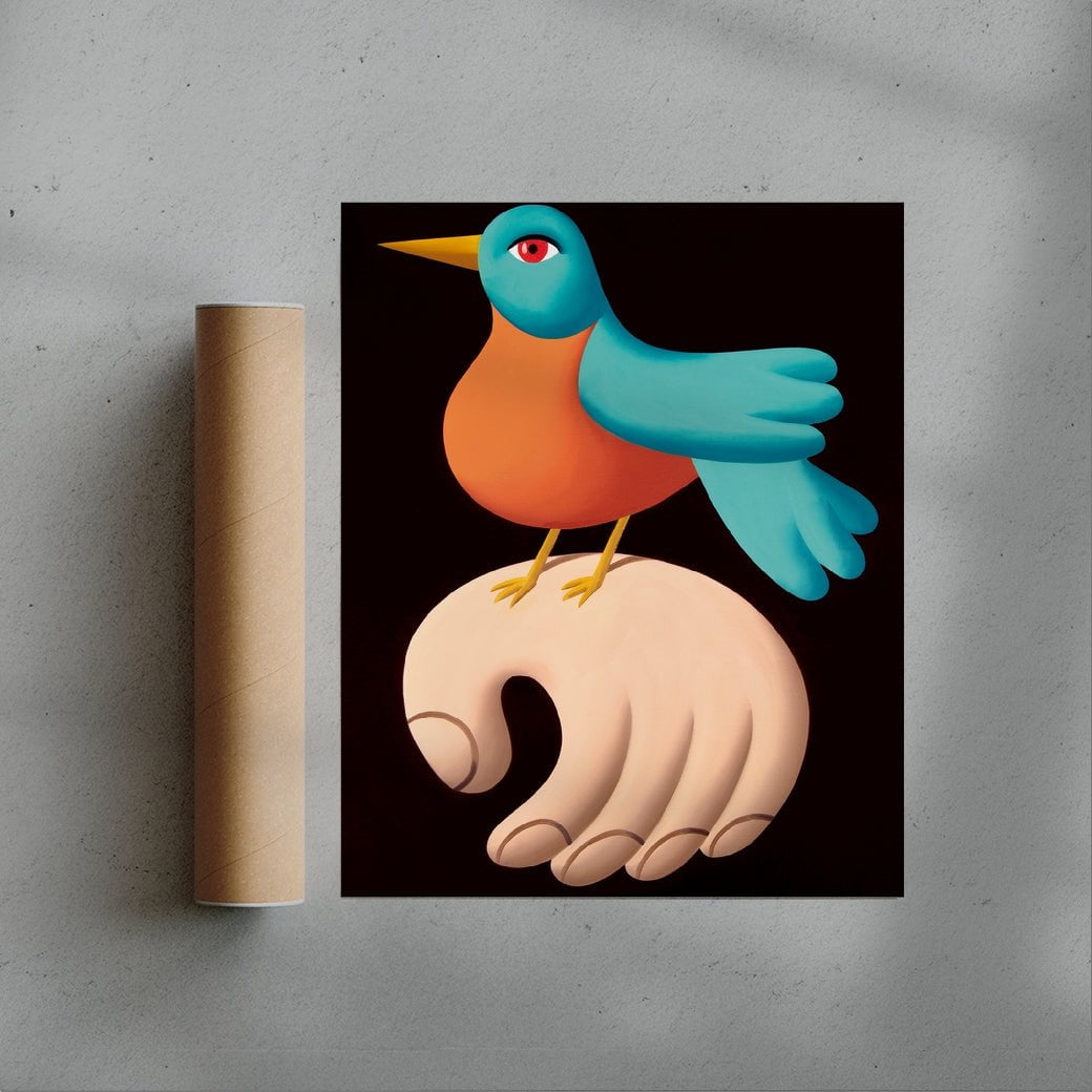8.3x11.7" (A4) / Unframed Bird on hand contemporary wall art print by Juan de la Rica - sold by DROOL
